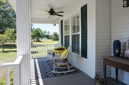 Wood plank front porch