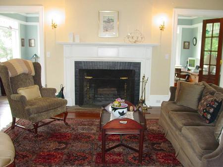 Living Room with fireplace - sunroom access overlooking bluestone patio