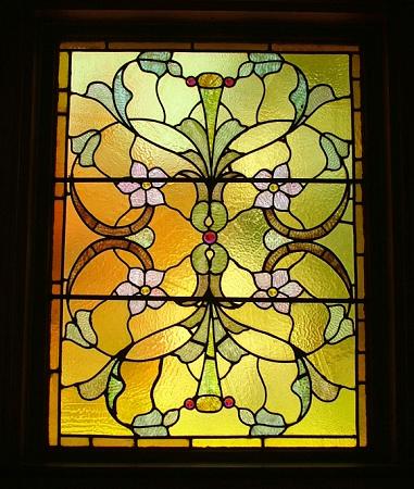 Stained glass window in front hall