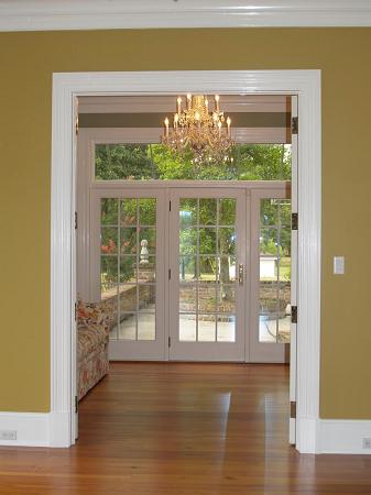 View of terrace from formal living room and library/study