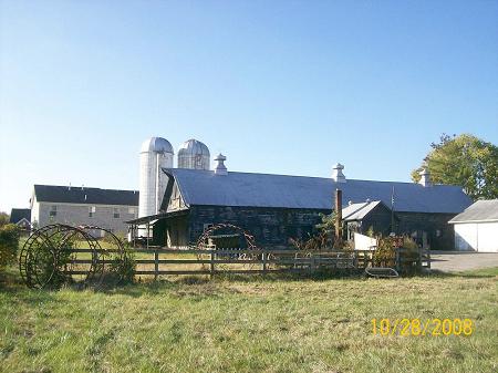The large barn on the property.