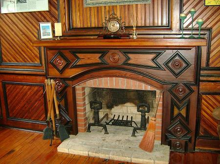 Billiard room fireplace