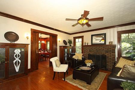 Living Room with Batchelder Fireplace