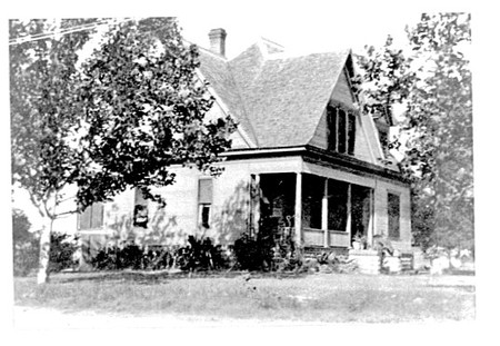 Copy of old photo of side view of original house built by R.W. Bowden.